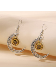 Modlily Silvery White Alloy Sunflower Hollow Earrings - One Size