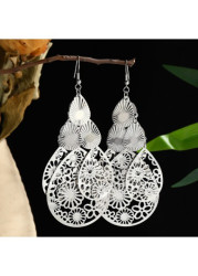 Modlily Silvery White Alloy Teardrop Hollow Earrings - One Size