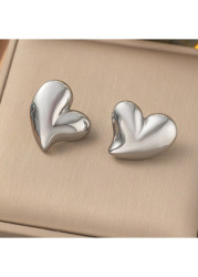 Modlily Silvery White Asymmetric Heart Design Earrings - One Size