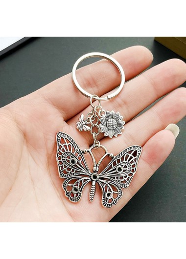 Modlily Silvery White Butterfly Alloy Hollow Keychains - One Size