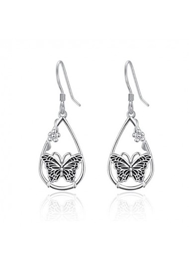 Modlily Silvery White Butterfly Design Alloy Earrings - One Size