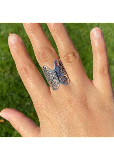 Modlily Silvery White Butterfly Design Alloy Ring - One Size