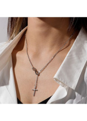 Modlily Silvery White Cross Design Alloy Necklace - One Size