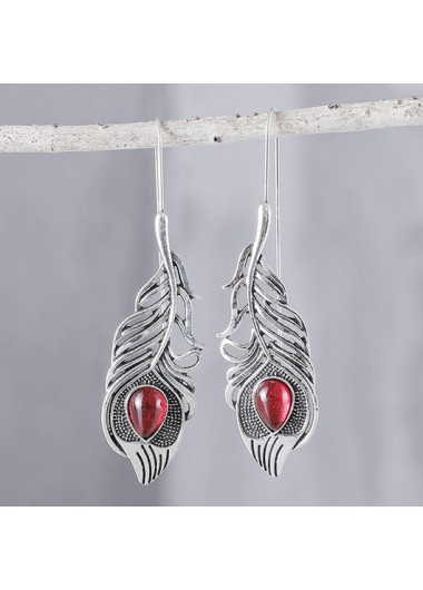 Modlily Silvery White Feather Design Alloy Earrings - One Size