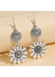 Modlily Silvery White Floral Design Alloy Earrings - One Size