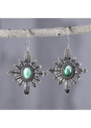 Modlily Silvery White Floral Turquoise Alloy Earrings - One Size