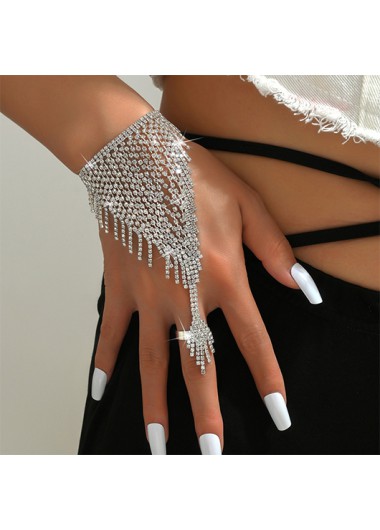 Modlily Silvery White Fringe Design Alloy Bracelet - One Size