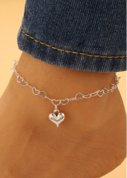 Modlily Silvery White Geometric Heart Alloy Anklet - One Size