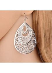 Modlily Silvery White Geometric Teardrop Metal Earrings - One Size