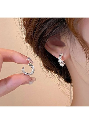 Modlily Silvery White Irregular Round Alloy Earrings - One Size