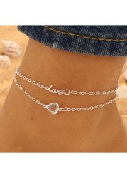 Modlily Silvery White Layered Design Alloy Anklet - One Size