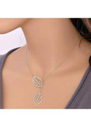 Modlily Silvery White Leaf Alloy Pendant Necklace - One Size