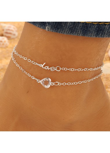 Modlily Silvery White Letter Geometric Alloy Anklet - One Size