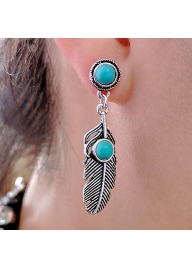 Modlily Silvery White Metal Feathers Design Earrings - One Size