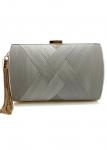 Modlily Silvery White Pushlock Tassel Design Clutch Bag - One Size