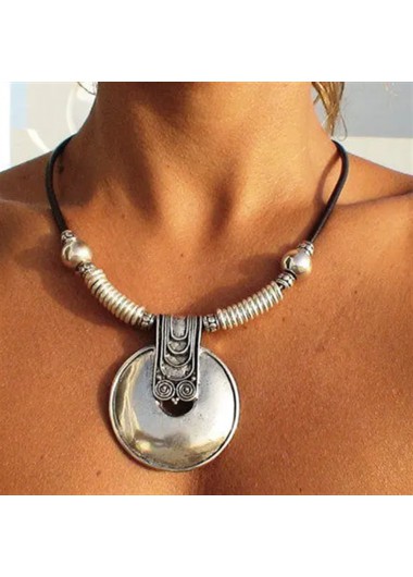 Modlily Silvery White Round Alloy Detail Necklace - One Size