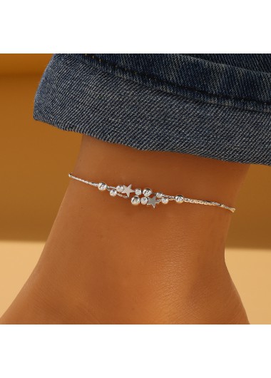 Modlily Silvery White Star Geometric Alloy Anklet - One Size