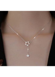 Modlily Silvery White Star Geometric Alloy Necklace - One Size