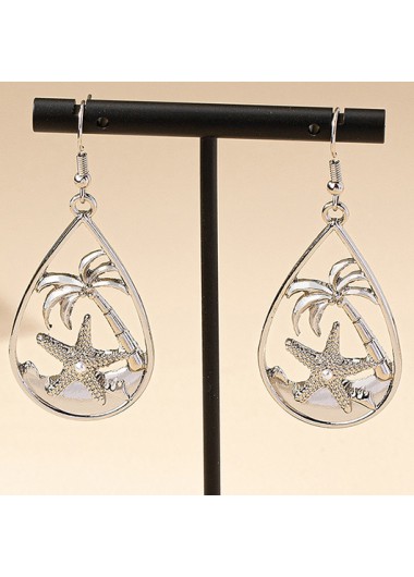 Modlily Silvery White Waterdrop Star Alloy Earrings - One Size