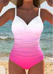 Modlily Surplice Ombre Hot Pink One Piece Swimwear - S