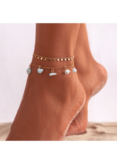 Modlily Tassel Design Gold Alloy Anklet Set - One Size