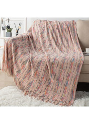 Modlily throws blankets Light Pink Tassel Geometric Print Blanket - One Size