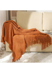 Modlily throws blankets Terracotta Tassel Design Multifunctional Acrylic Blanket - One Size