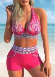 Modlily Tie Tribal Print Hot Pink Bikini Top - XL