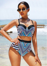 Modlily Tribal Print High Waisted Bikini Set - XXL