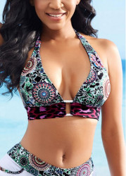 Modlily Tribal Print Multi Color Bikini Top - 5XL