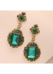 Modlily Turquoise Geometric Alloy Detail Hollow Earrings - One Size