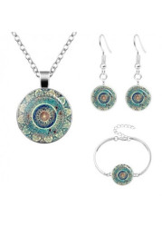 Modlily Turquoise Round Alloy Necklace and Bracelet Set - One Size