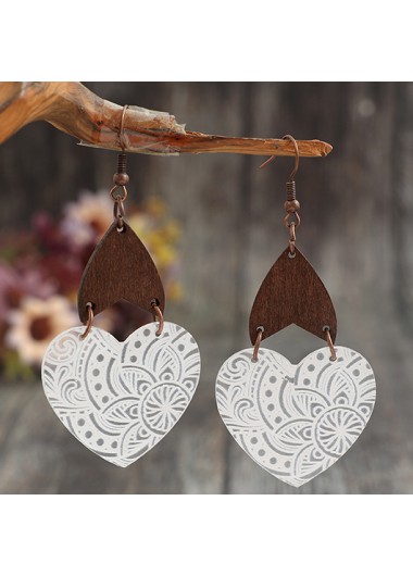 Modlily White Acrylic Flower Heart One Pair Earrings - One Size