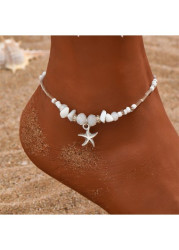 Modlily White Alloy Asymmetric Starfish Detail Anklet - One Size