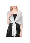 Modlily White Circular Ring Tassel Detail Shawl - One Size