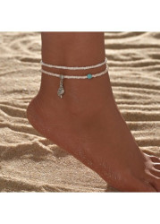 Modlily White Conch Design Polyresin Anklet Set - One Size