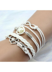 Modlily White Heart Arrow Design Alloy Bracelet - One Size