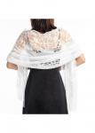 Modlily White Lace Patchwork Tassel Design Shawl - One Size