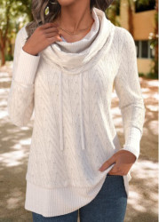 Modlily White Patchwork Long Sleeve Cowl Neck Sweatshirt - S