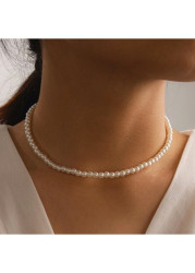 Modlily White Round Detail Pearl Design Necklace - One Size