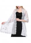 Modlily White Sequin Embroidered Moon and Star Shawl - One Size