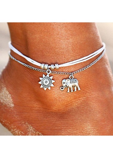 Modlily White Sun Design Alloy Anklet Set - One Size