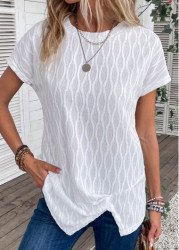 Modlily White Twist Short Sleeve Round Neck T Shirt - 2XL