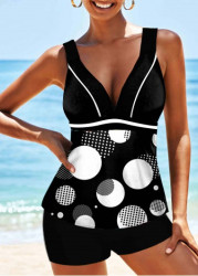 Modlily Wide Strap Polka Dot Tankini Set - S