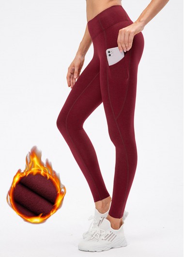 Modlily Wine Red High Waisted Ankle Length Elastic Waist Leggings - 2XL