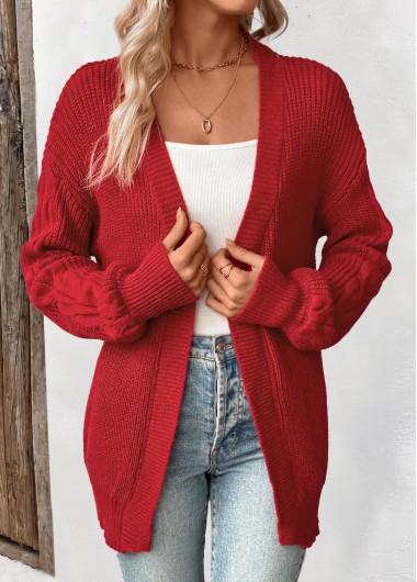 Modlily Wine Red Long Sleeve Tunic Cardigan - XL