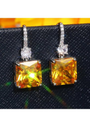 Modlily Yellow Square Geometric Design Copper Earrings - One Size