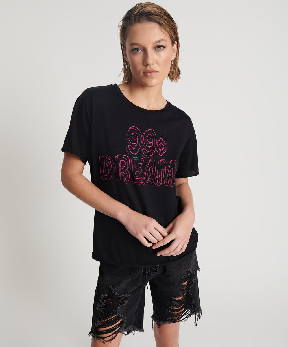 One Teaspoon 99 CENT DREAMS ORGANIC EMBROIDERED TEE