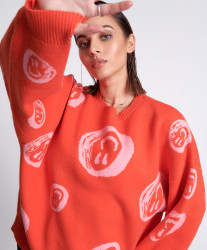 One Teaspoon ALL OVER SMILEY KNIT SWEATER