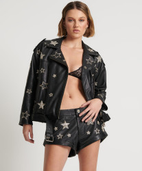 One Teaspoon All Star Hand Embellished Leather Jacket